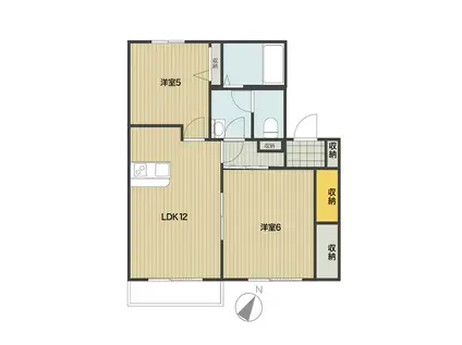 T-NET ハックベリーB棟(2LDK/1階)の間取り写真