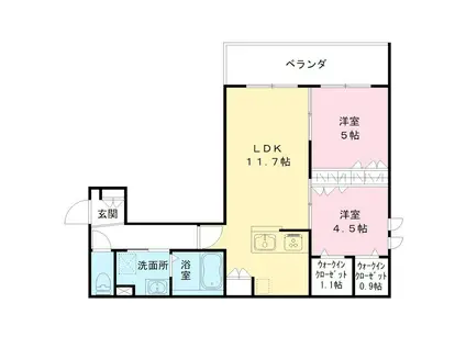 GRACE KAWASAKI DAISHI(2LDK/5階)の間取り写真