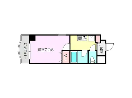 ノルデンハイム東三国2(1K/6階)の間取り写真