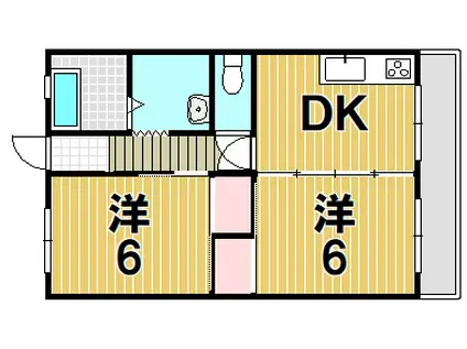 五泉ロイヤルマンション リ フ ォ ー ム 済 み(2DK/3階)の間取り写真