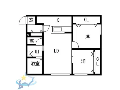 DAITO RESIDENCE 中央区役所前(2LDK/4階)の間取り写真