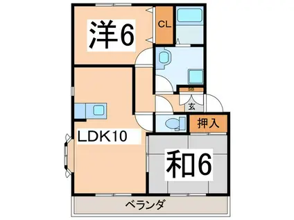 シェアハーツB(2LDK/1階)の間取り写真