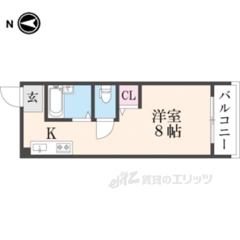 シャンテー招提(ワンルーム/3階)の間取り写真