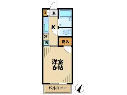 ア・ミッド(1K/1階)の間取り写真