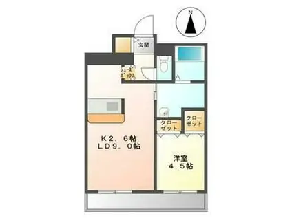 フェバリット ラ セスト(1LDK/7階)の間取り写真