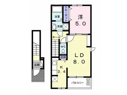 リトモ フェリーチェ V(1LDK/2階)の間取り写真