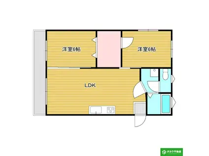 R69番館(1LDK/2階)の間取り写真