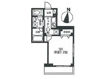 CASA VERDE カサヴェルデ(1K/1階)の間取り写真