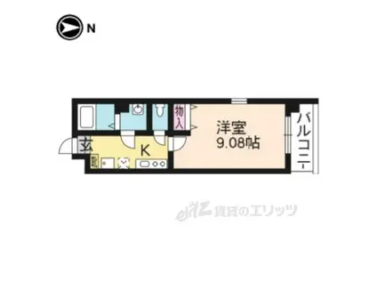 グランヒル下鴨(1K/5階)の間取り写真