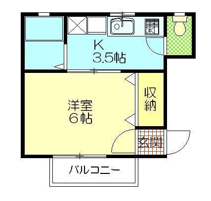 グレンデール保戸野(1K/2階)の間取り写真