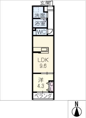 グランテラス今池(1LDK/5階)の間取り写真