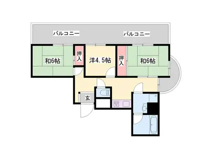 手柄コーポI号館(3K/9階)の間取り写真