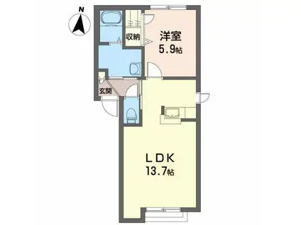 オフショアGAP(1LDK/2階)の間取り写真