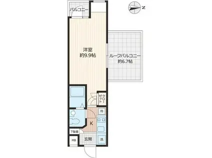 BEVERLY HOMES 下赤塚(1K/4階)の間取り写真