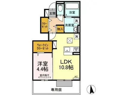D-ROOMなのはな通(1LDK/1階)の間取り写真