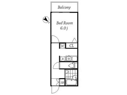 ホワイトフィールド西小山(1K/1階)の間取り写真