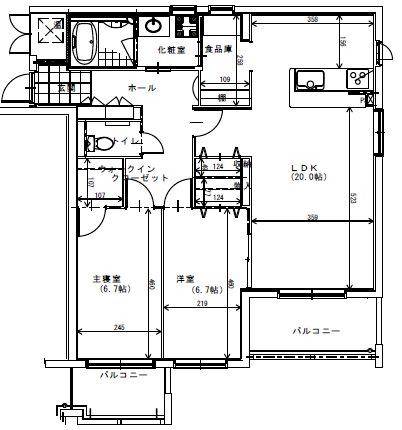 DIノアIII(2LDK/1階)の間取り写真