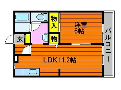 DNパレスA(1LDK/2階)の間取り写真