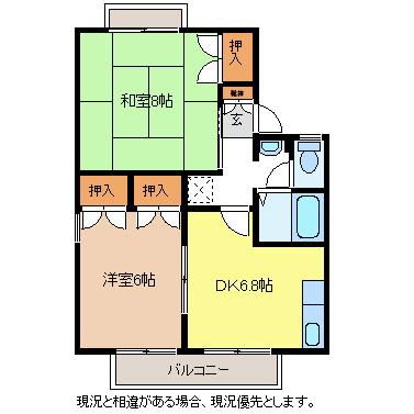 稲田ライブタウン A(2DK/1階)の間取り写真