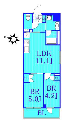デュオステージ中山(2LDK/5階)の間取り写真