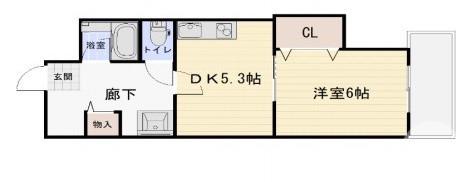 ハピネス2番館(1DK/1階)の間取り写真