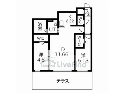 PRIME COURT平岸(2LDK/1階)の間取り写真