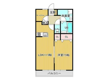 ネクサスA(1LDK/1階)の間取り写真