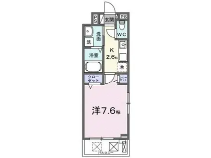 ライマ・ブローテ(1K/2階)の間取り写真