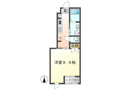 シャン リヴィエール24(1K/1階)の間取り写真