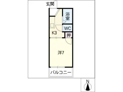 ハイツ鈍池(1K/1階)の間取り写真