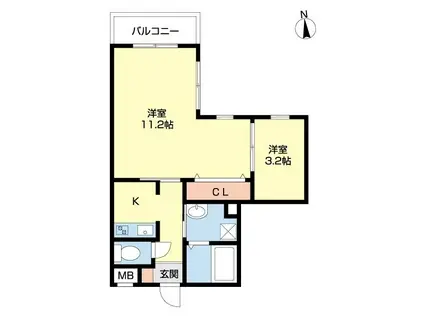 タージュ中之島(2K/2階)の間取り写真