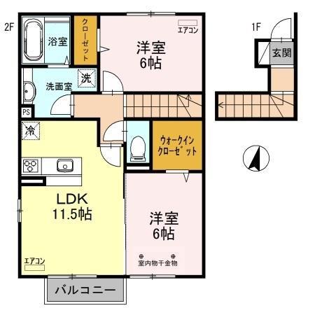 エクレール(2LDK/2階)の間取り写真