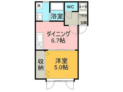 コーポSKYII(1DK/1階)の間取り写真