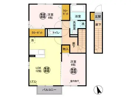 グランパルクB(2LDK/2階)の間取り写真