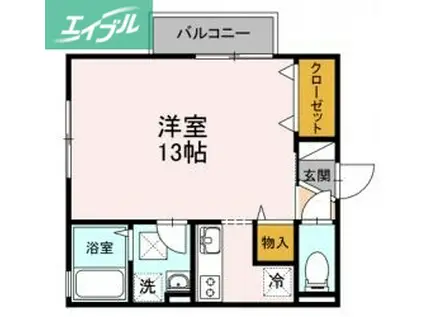 アルファームB棟(ワンルーム/1階)の間取り写真