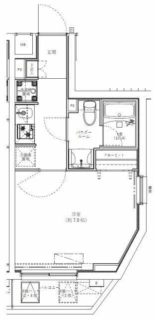 GENOVIA学芸大学(1K/1階)の間取り写真