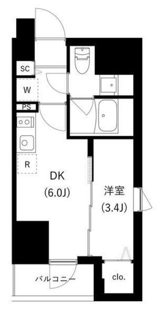 WHARF駒込(1DK/10階)の間取り写真