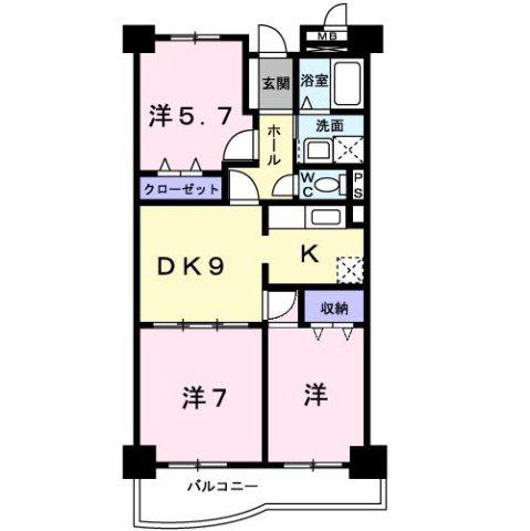 リバーシャトー(3DK/5階)の間取り写真