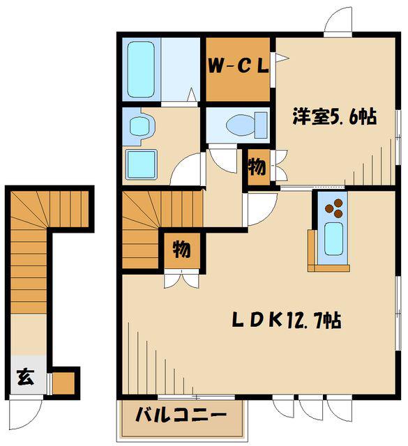 ヒルマイナ(1LDK/2階)の間取り写真
