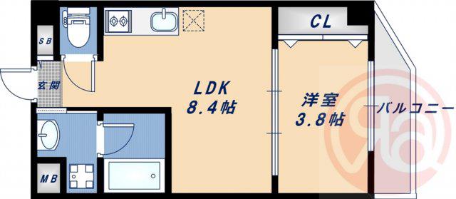 リックス天王寺南(1LDK/6階)の間取り写真