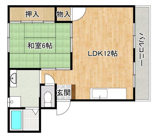 メゾン新万(1LDK/1階)の間取り写真