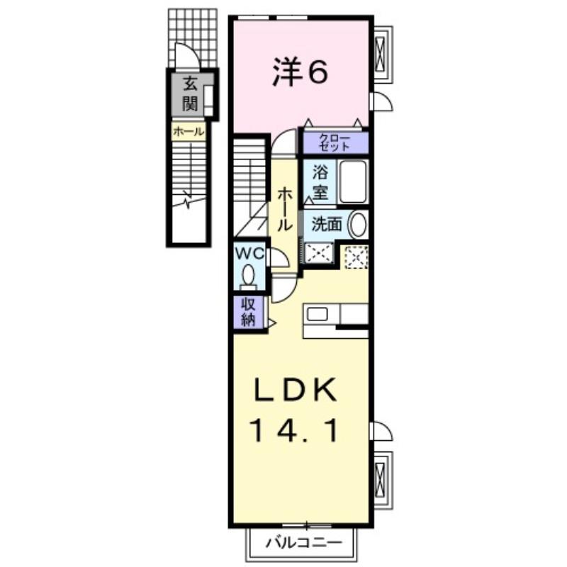 クラール(1LDK/2階)の間取り写真