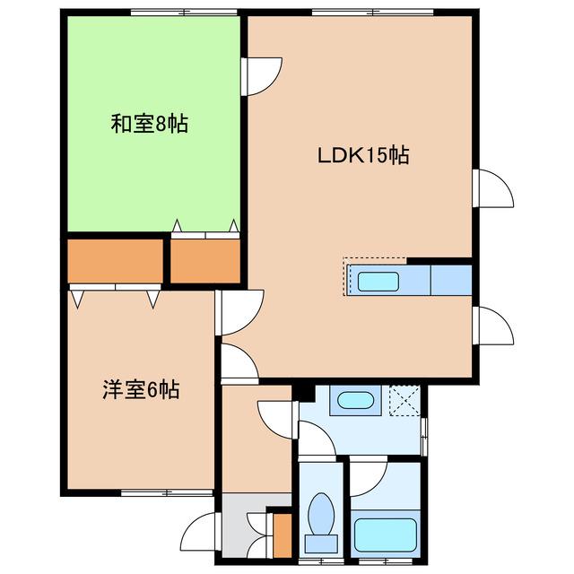 プラドール大川(2LDK/1階)の間取り写真