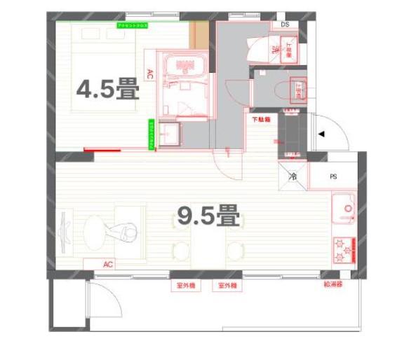 GOODROOM RESIDENCE 座間ホシノタニ団地 2号棟(1LDK/2階)の間取り写真