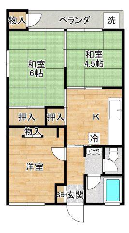 ハイツ梶山(3DK/2階)の間取り写真