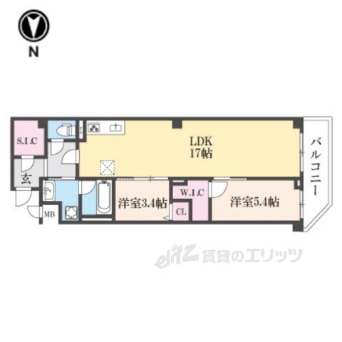 ウエスト FIELD(2LDK/4階)の間取り写真
