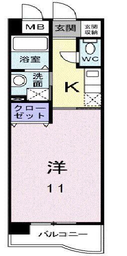 ヴィラグレイスII(1K/4階)の間取り写真
