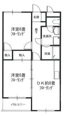 パストラルマンションMII(2DK/2階)の間取り写真