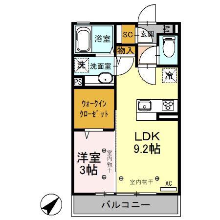 レジデンスキントウROOTS(1LDK/2階)の間取り写真