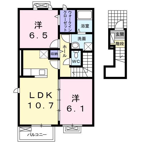 ティーモードA202(2LDK/2階)の間取り写真